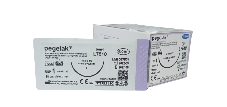 PEGELAK Поліглактін 910, USP 1, колюча голка 50мм, довжина 90см (L7510)